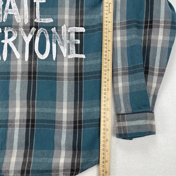 Jac Vanek "I Hate Everyone" Flannel Faded Grunge Weathered Men’s Size Small - Picture 7 of 12